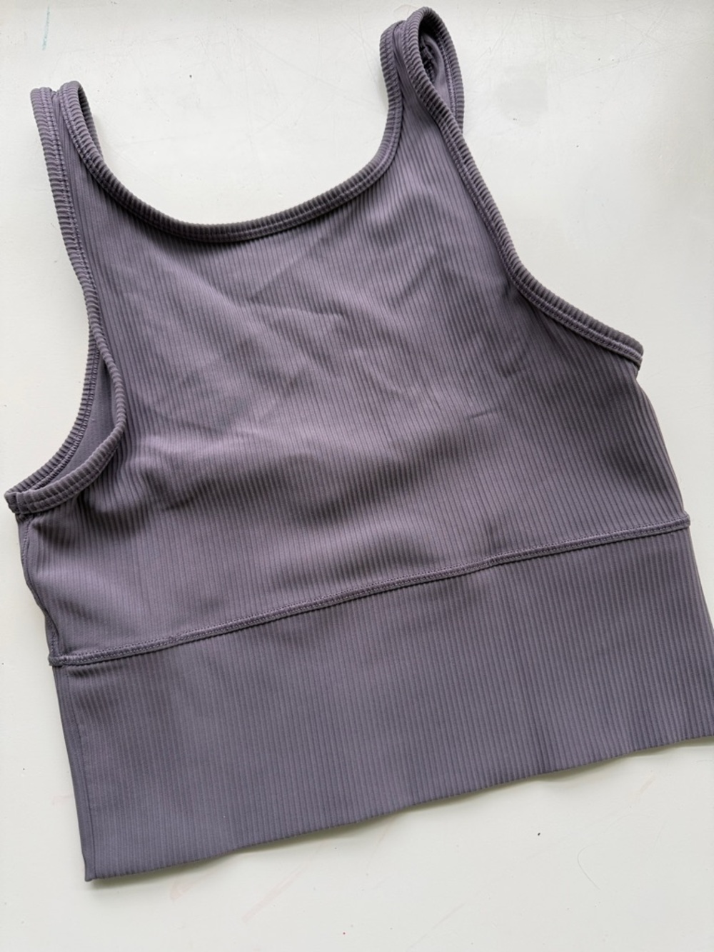 Lululemon Athletica Ribbed Cropped Tank Top Sports Bra in Dusty Purple